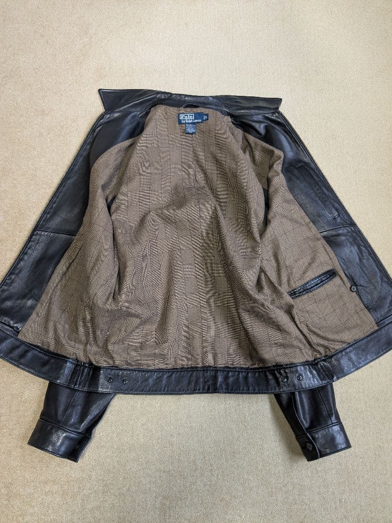 【正月セール】90s ラルフローレン ポニー無し レザージャケット S ブラック