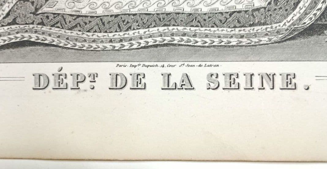 額装品　西洋古地図　1856年　 Levasseur 「パリ全図」美品