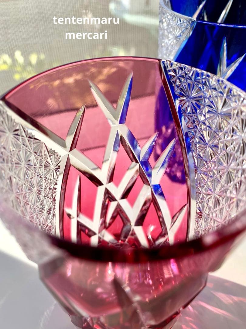 L*o様 江戸切子 ☆ 伝統工芸士 石塚春樹 ☆ 菊繋ぎ文様 ペアタンブラー