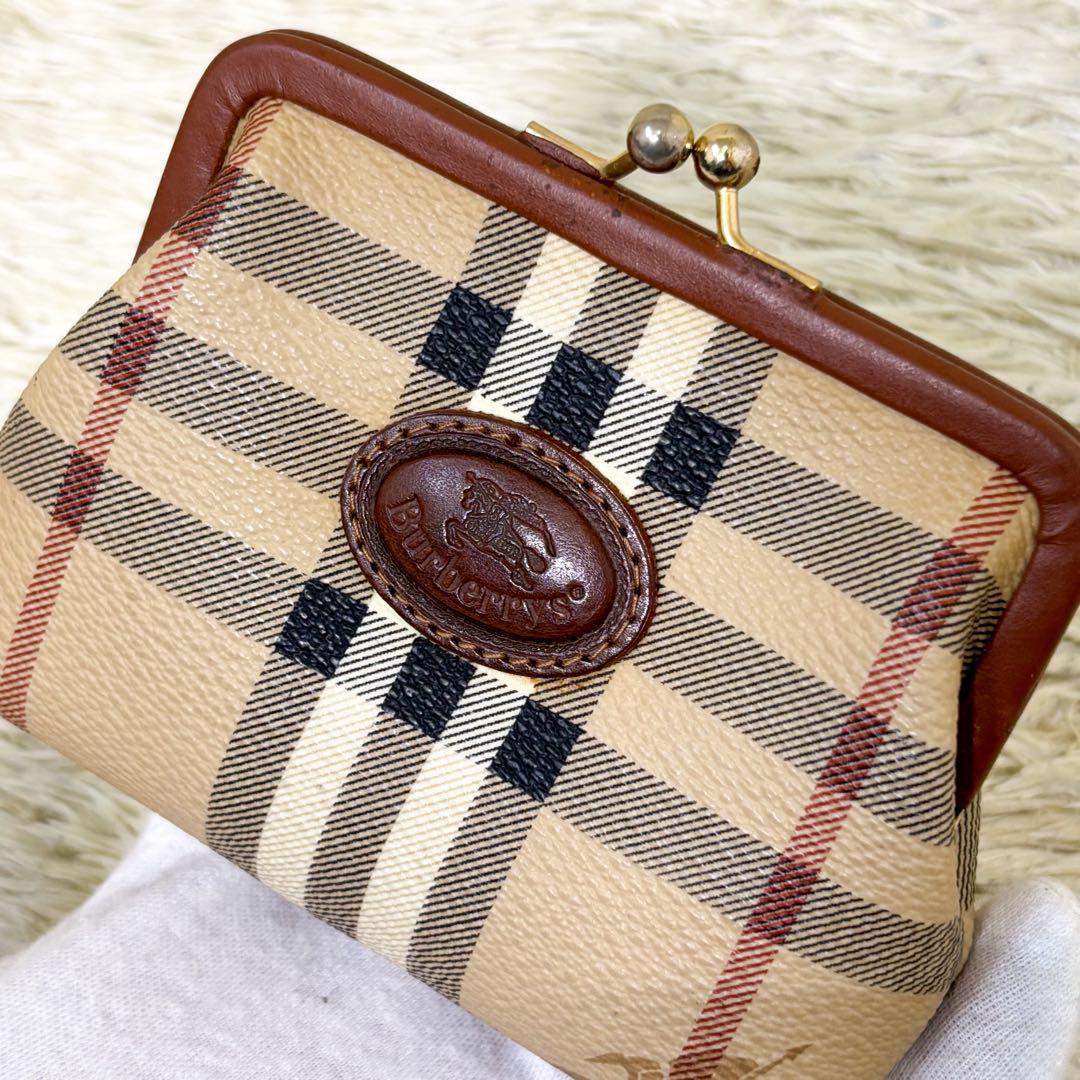 【美品】バーバリー ケース がま口 シャドーホース ノバチェック PVC