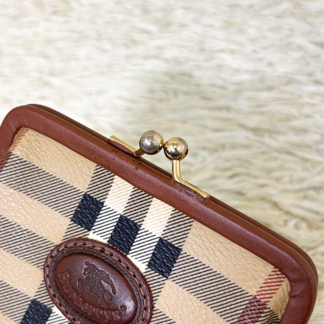 【美品】バーバリー ケース がま口 シャドーホース ノバチェック PVC