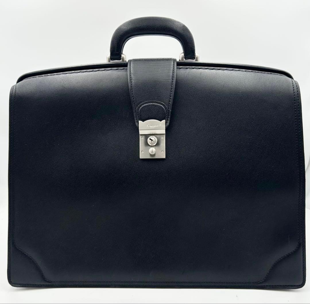 美品✨ アクアスキュータム ダレスバッグ クラブチェック レザー ブラック 鍵