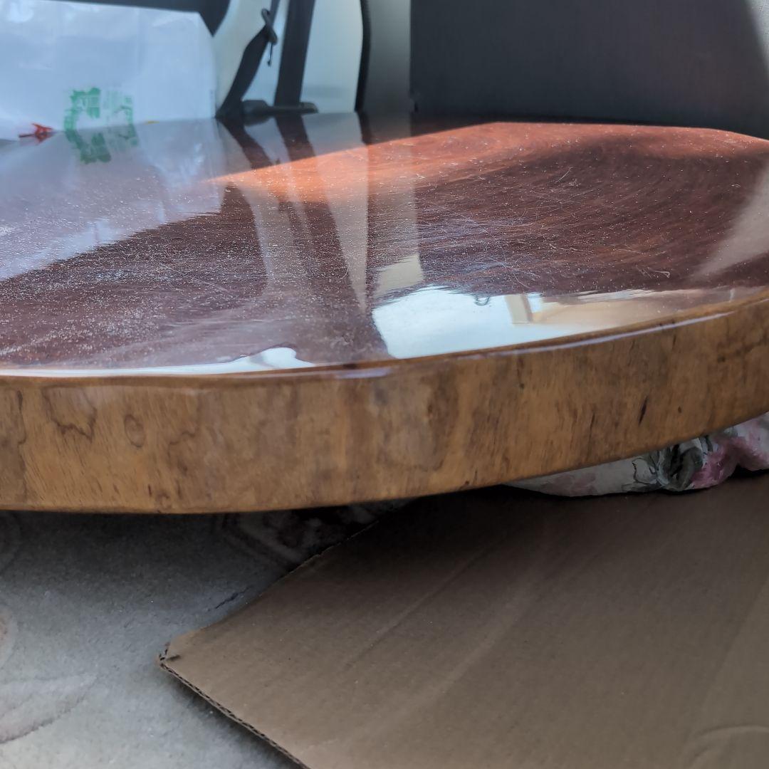 木製 円形座卓 光沢仕上げ