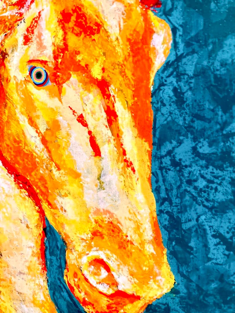 原画　馬　午　絵画　動物画　肉筆画　アクリル画　現代アート　一点物　手描き