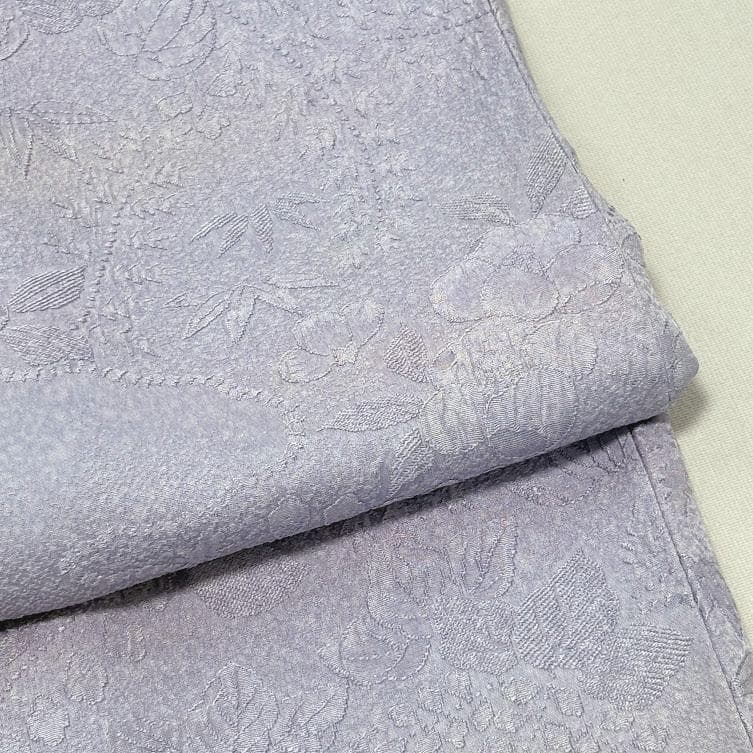 ゆりのはな　色無地　唐織　地紋　辻が花　ちりめん　ボカシ　薄紫色　正絹　A904