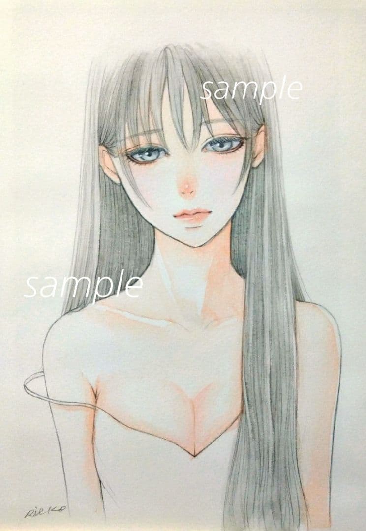 ポストカードプリント 手描きイラスト　美人画　オリジナル