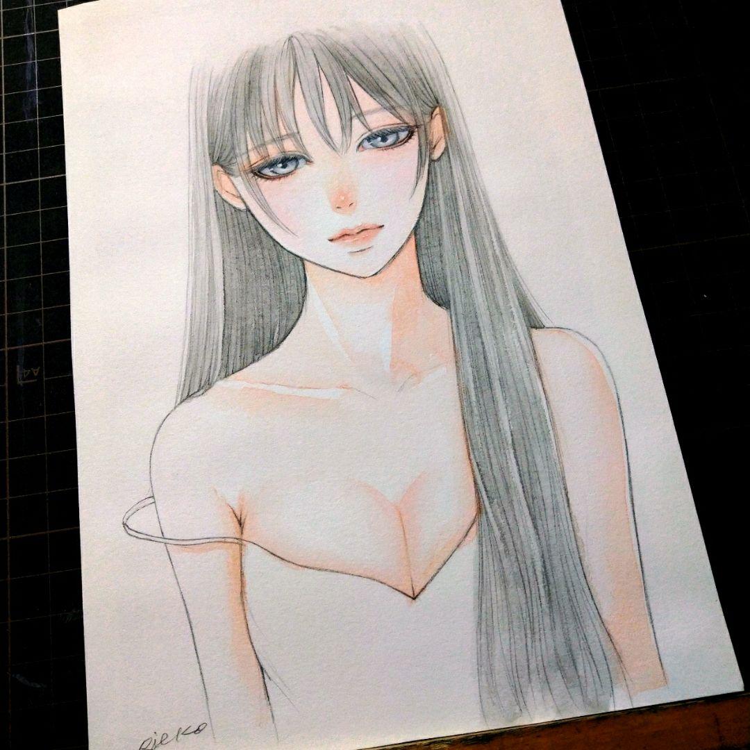 ポストカードプリント 手描きイラスト　美人画　オリジナル