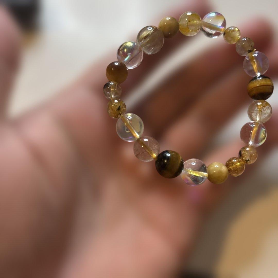 タイガーアイやルチルとアクアオーラ水晶をブレンド！金運と浄化！