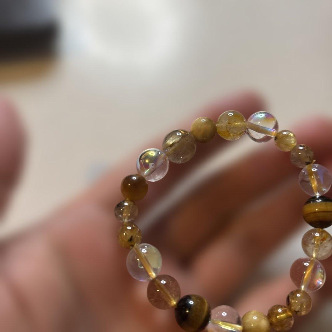 タイガーアイやルチルとアクアオーラ水晶をブレンド！金運と浄化！