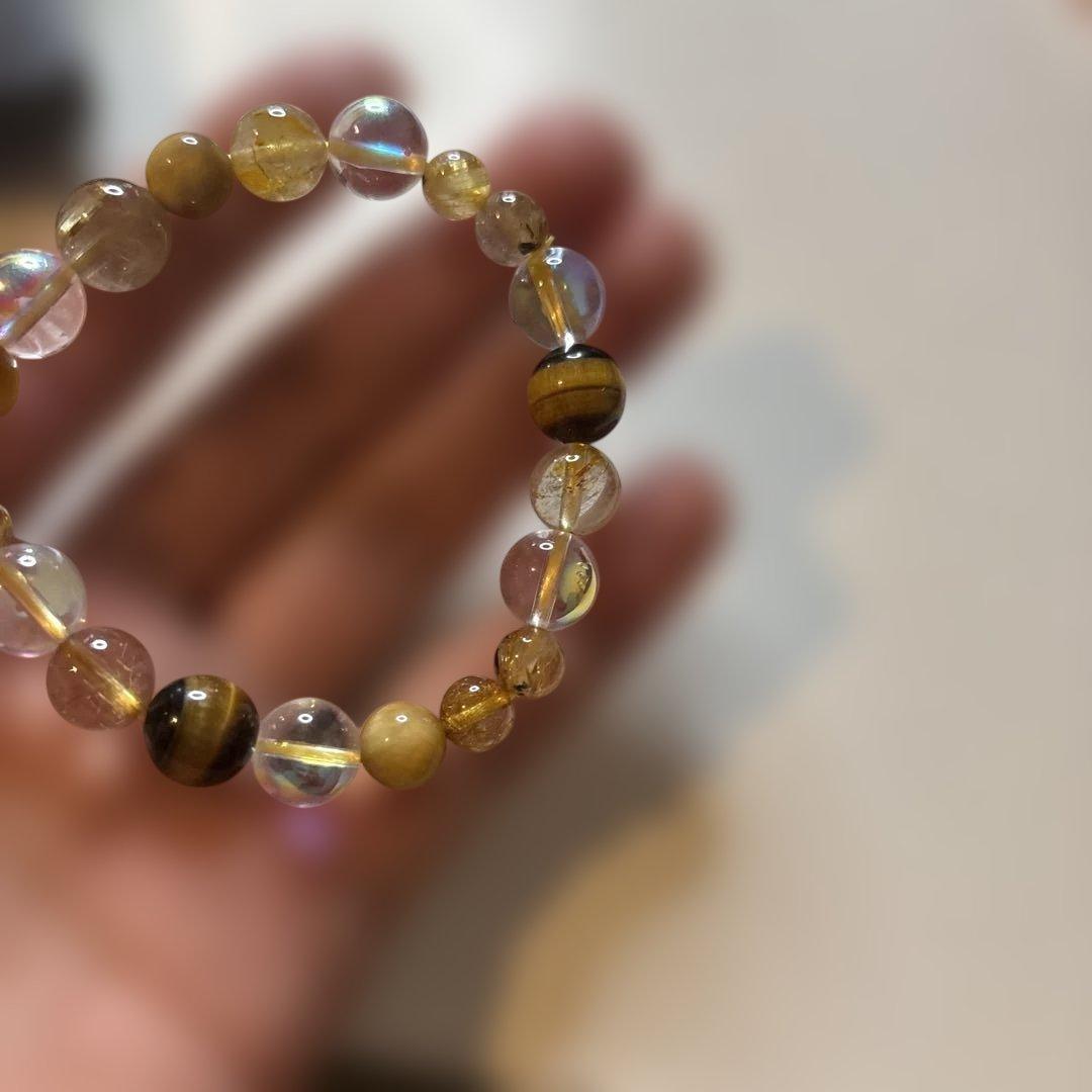 タイガーアイやルチルとアクアオーラ水晶をブレンド！金運と浄化！