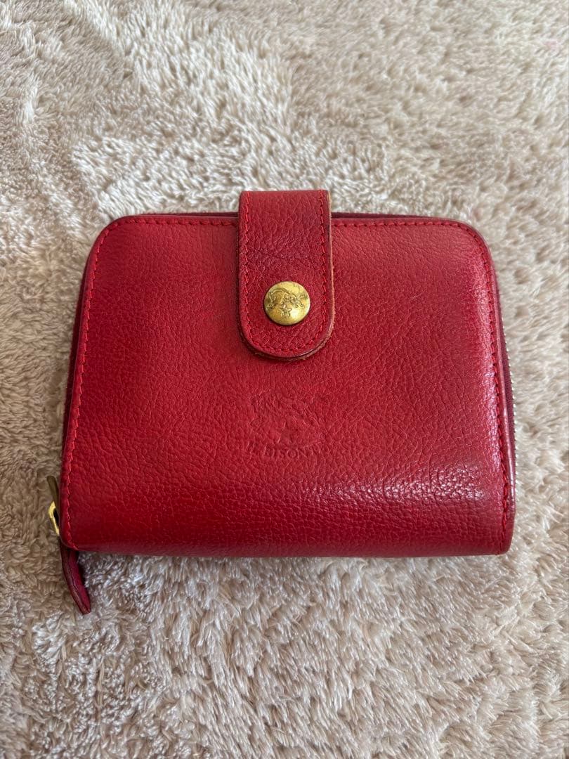 ￼moka！！！イルビゾンテ 二つ折り財布 赤 キーホルダー付き