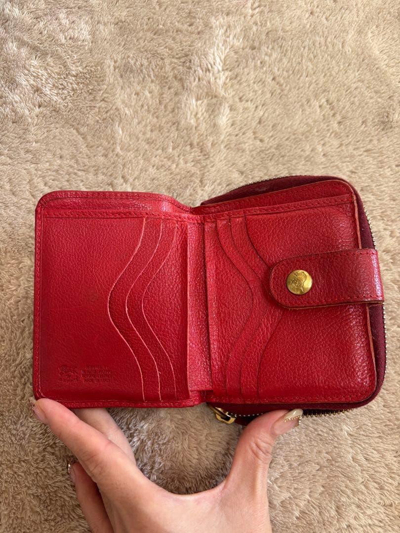 ￼moka！！！イルビゾンテ 二つ折り財布 赤 キーホルダー付き