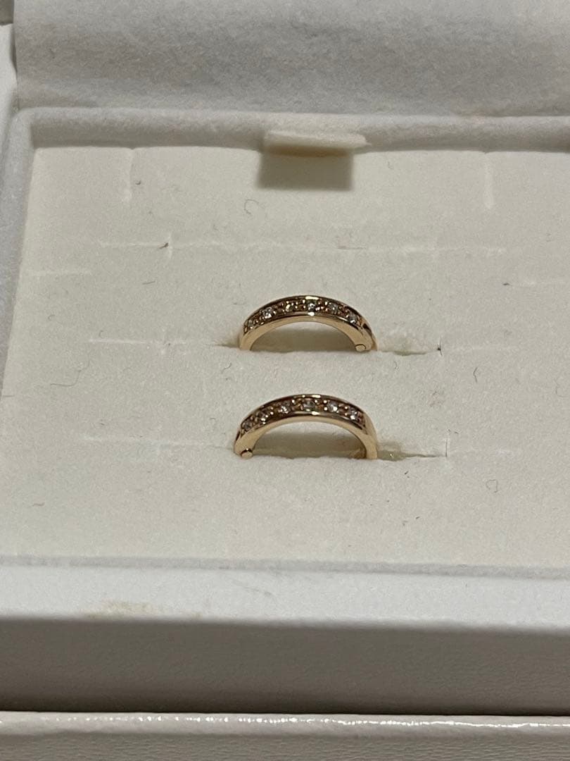 4℃ K10 ゴールド エタニティピアス 左右セット ダイヤモンド キラキラ