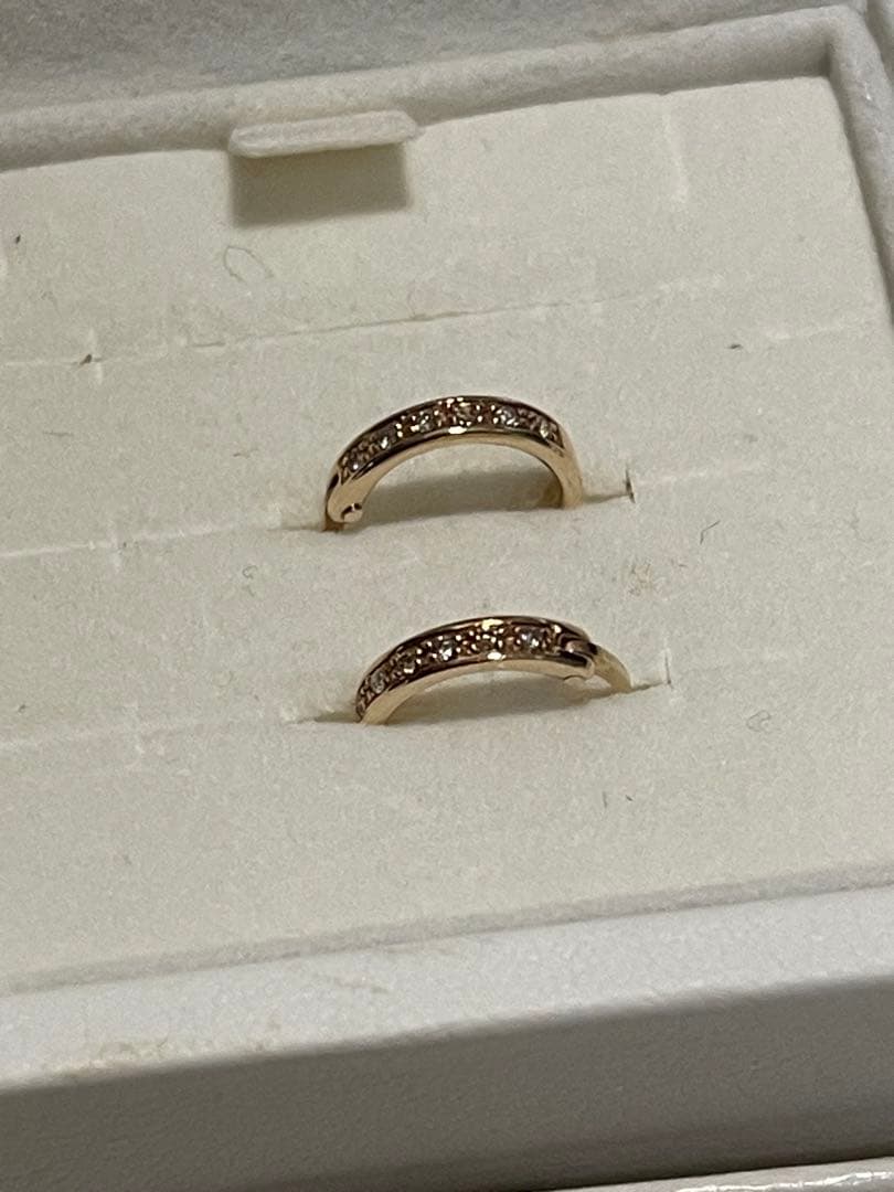 4℃ K10 ゴールド エタニティピアス 左右セット ダイヤモンド キラキラ