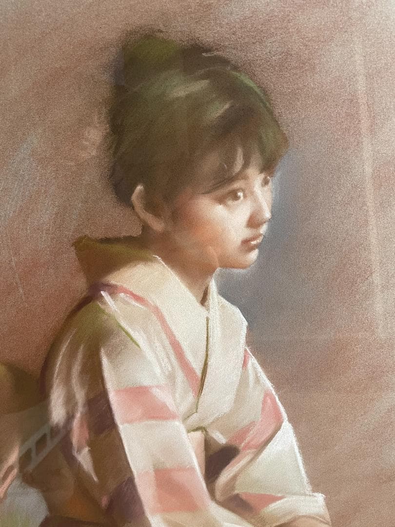 上尚司 少女像 絵画 額装 小田急百貨店購入 約70万円 40数年前 希少 大型