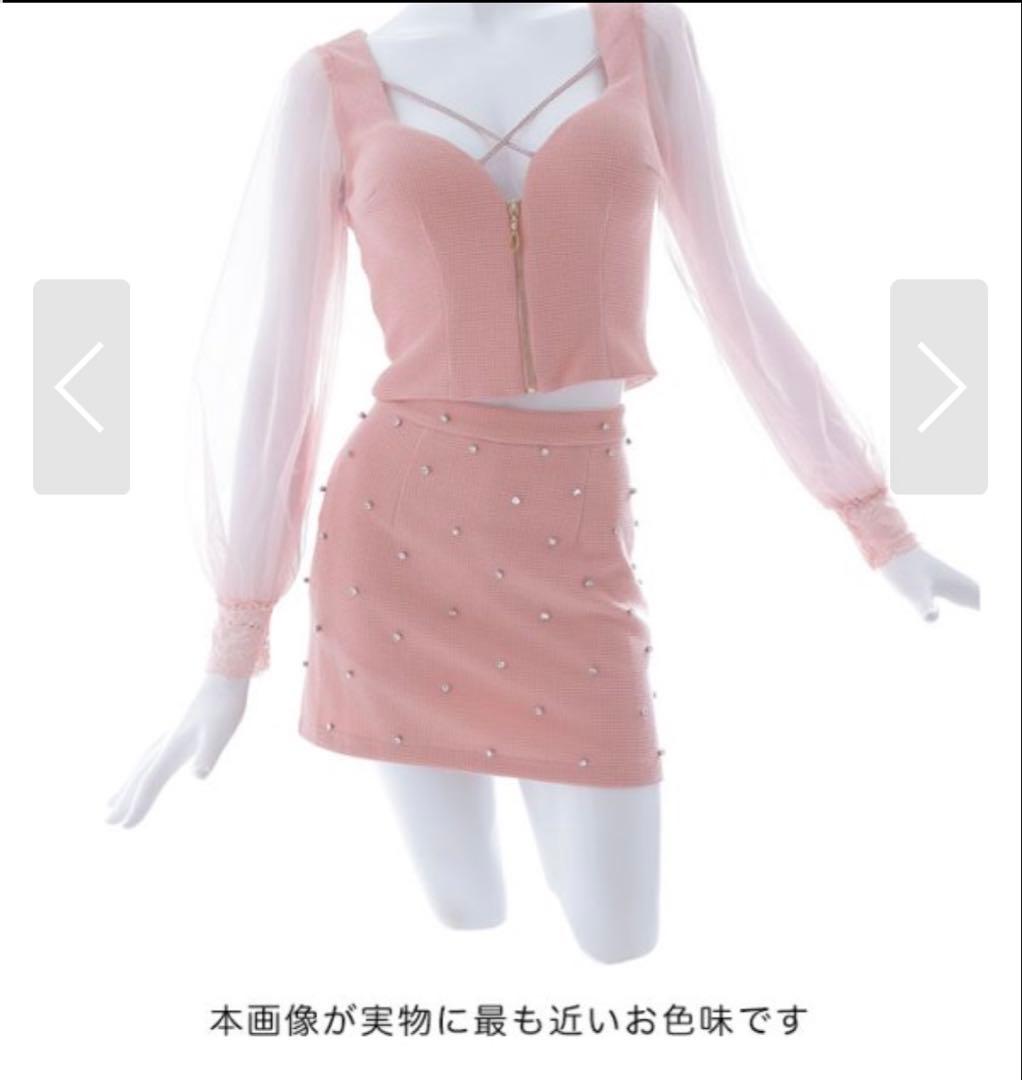 ［新品］jewels/フロントジップセットアップ/キャバドレス/ピンクMサイズ