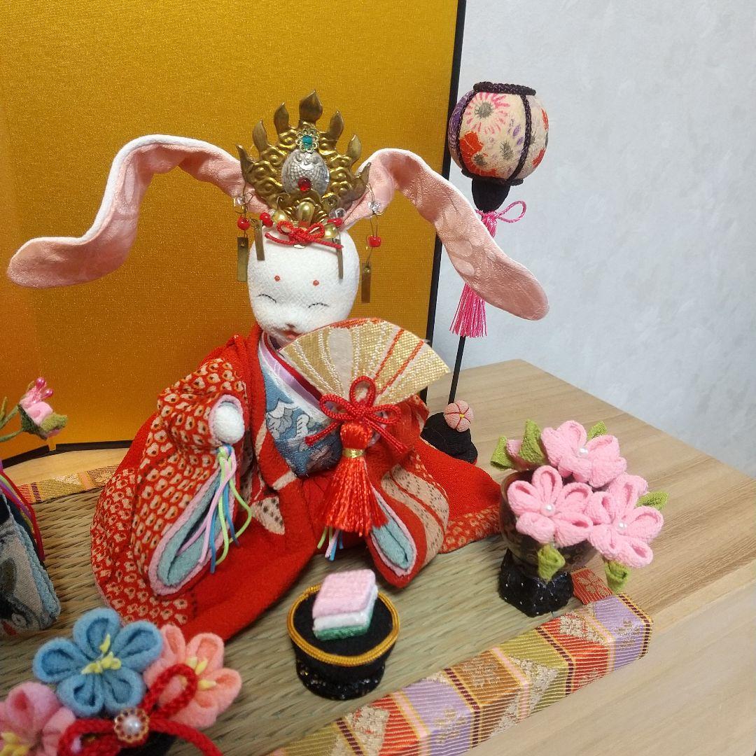 うさぎお雛様花祭り　雛人形　兎　ハンドメイド　縮緬