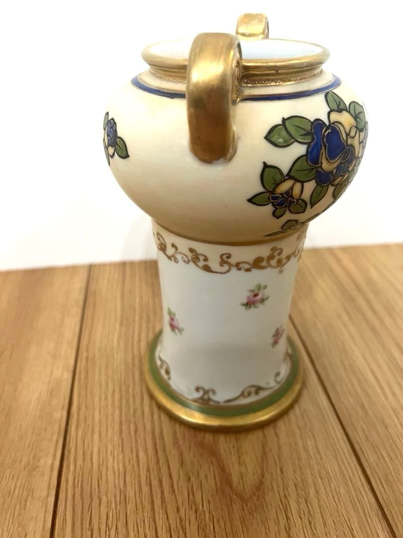 オールドノリタケ　ハンドペイント　花瓶　フラワーベース　金彩