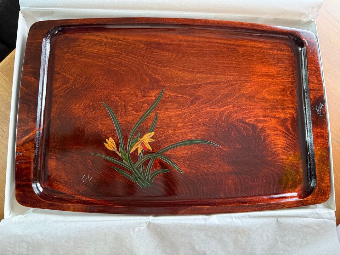 【新品・未使用】讃岐彫　胴張盆　仙ラン　とても大きいです！掻き印「仙」入り