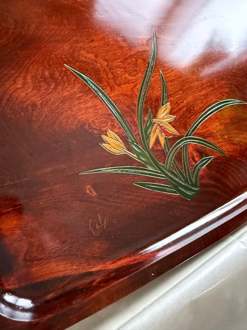 【新品・未使用】讃岐彫　胴張盆　仙ラン　とても大きいです！掻き印「仙」入り