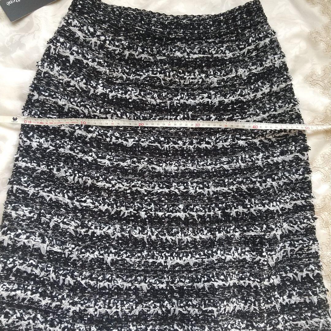 ルネ 黒と白のツイード風 ニットスカート