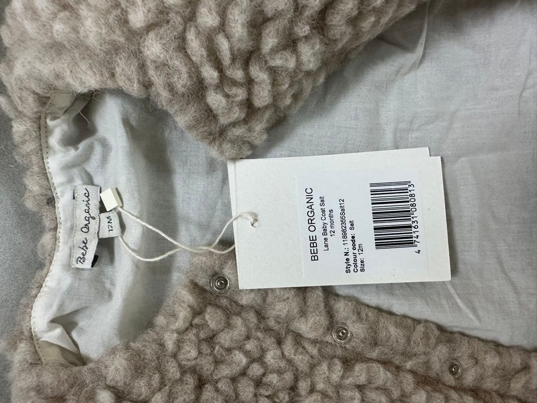 新品　bebe-organic ボアコート　白　Lane Baby Coat