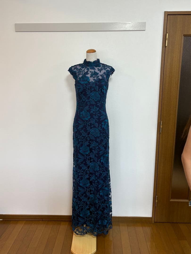 ダークブルー レース マーメイドドレス