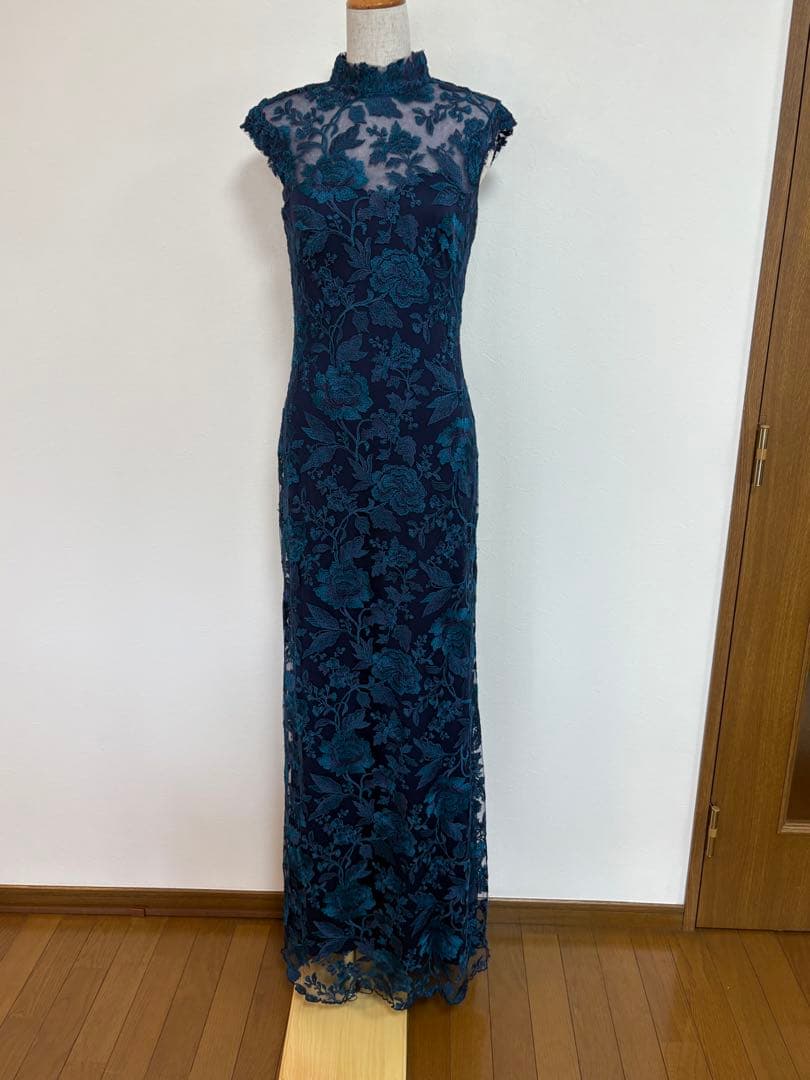 ダークブルー レース マーメイドドレス