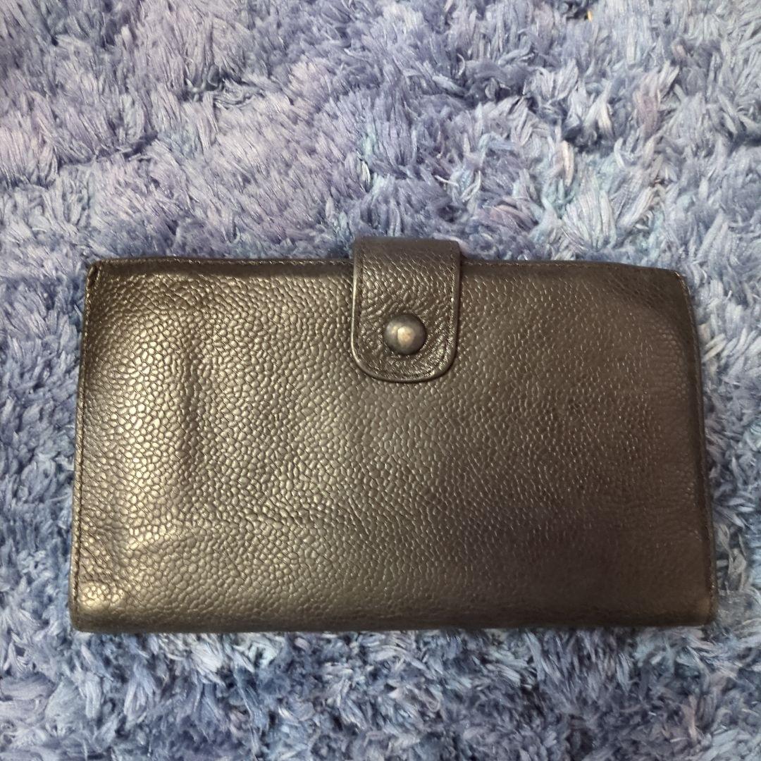 年末セール中❤正規品CHANEL 二つ折り財布 ダークグレー レザー