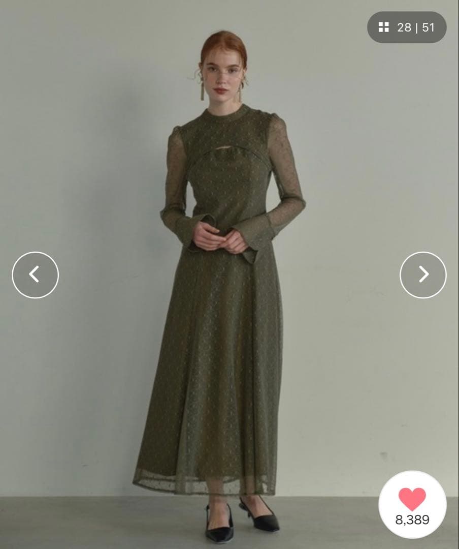 幾何学柄 レース バックオープン ワンピース パーティー ドレス　Lサイズ