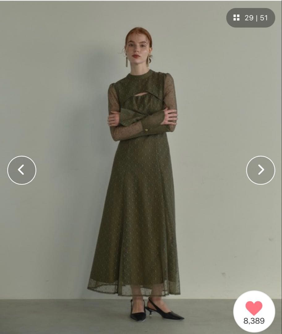 幾何学柄 レース バックオープン ワンピース パーティー ドレス　Lサイズ