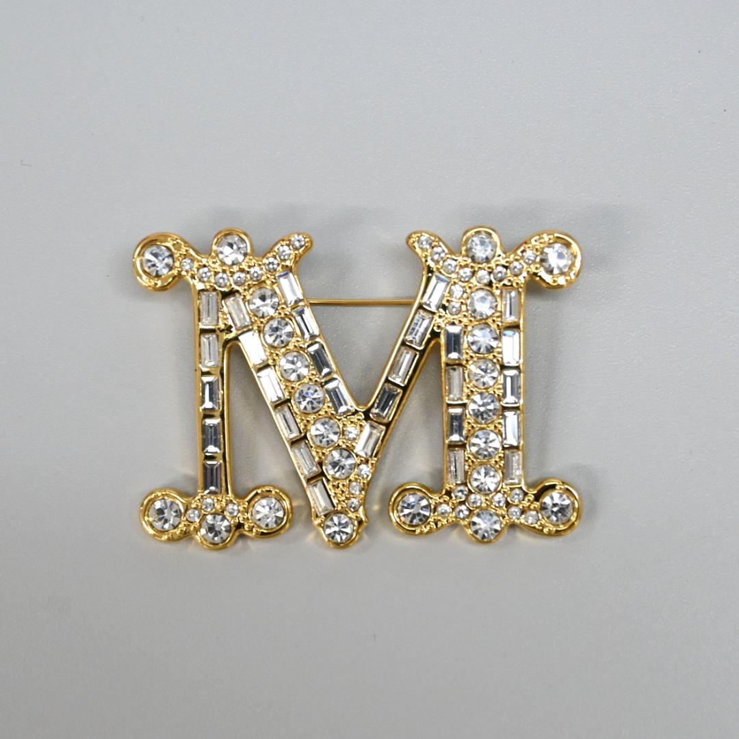 ■ 45617★年 マックスマーラ ブローチ ゴールド ラインストーン ビジュー