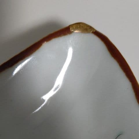 古伊万里 色絵金彩 獅子図 変形皿