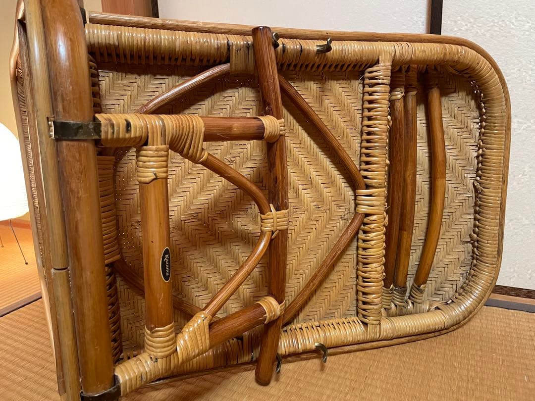 折りたたみ座椅子ラタン在庫2有りハイバックチェア　高60㎝、座面奥行49、横48