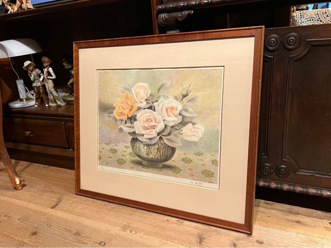 堂本元次 薔薇匂う リトグラフ アート インテリア 額縁