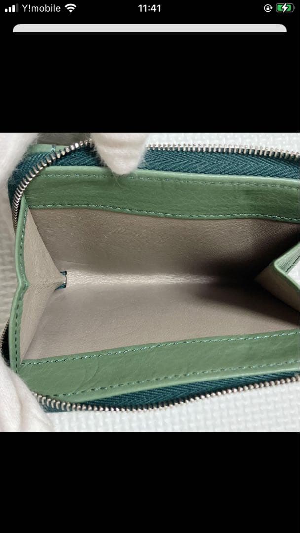 未使用　HIROFU ヒロフ　レザー二つ折り財布　プラティカ　グリーン　ミニ財布