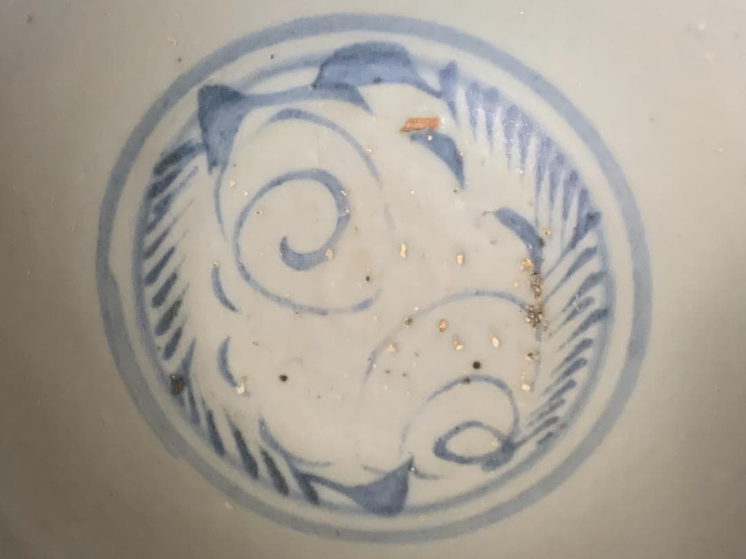 安南 宋胡録スンコロク 染付 花文 茶碗 茶道具 古陶器 16世紀頃