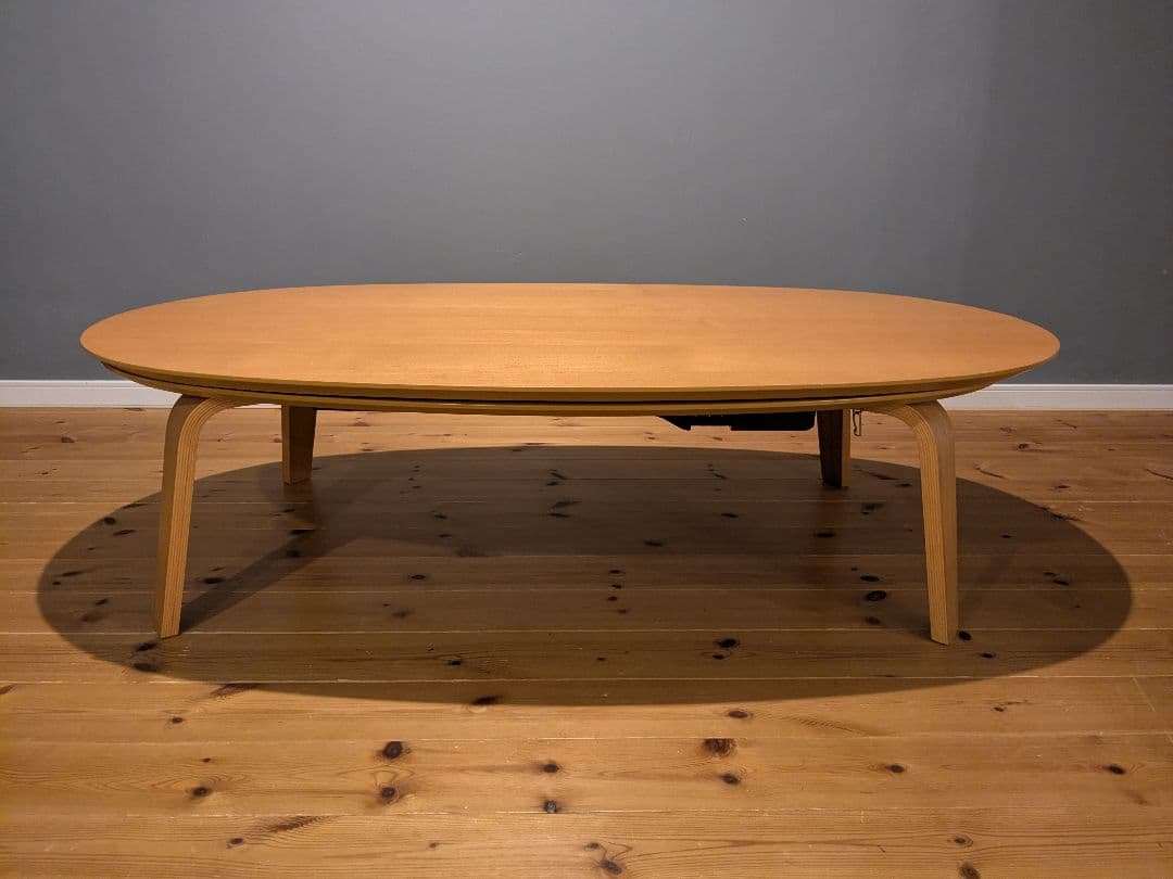 無印良品　ナチュラルこたつ木製 楕円形 敷＆掛布団付き