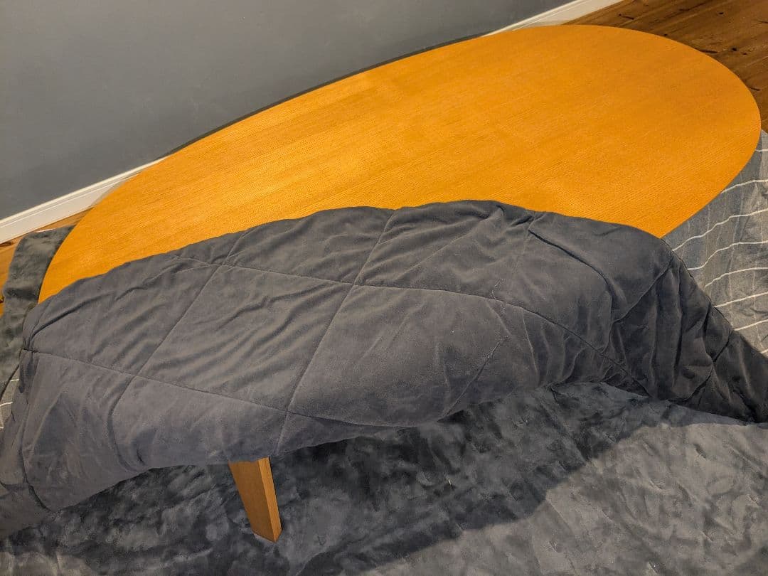 無印良品　ナチュラルこたつ木製 楕円形 敷＆掛布団付き