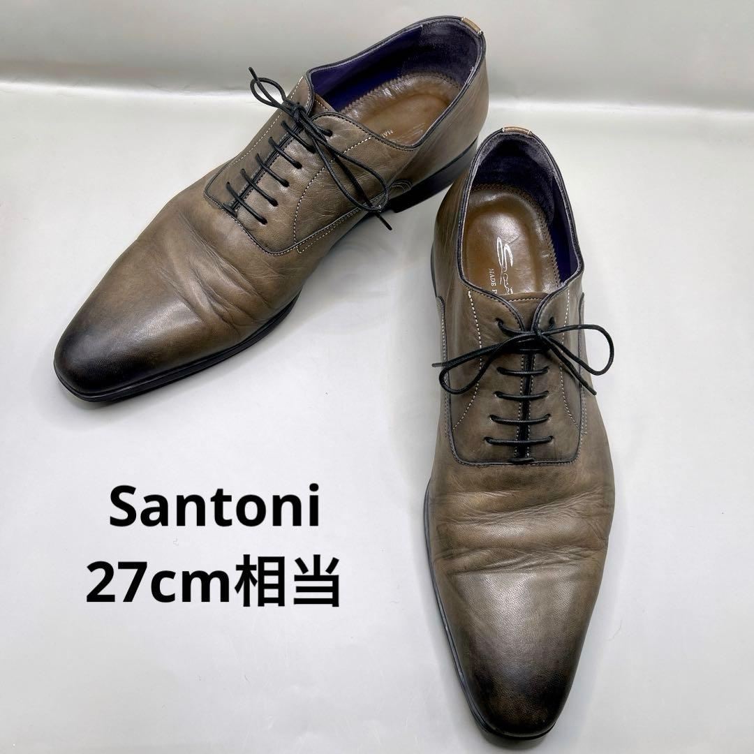 サントーニ Santoni レザー ビジネスシューズ 8.5 27cm ブラウン