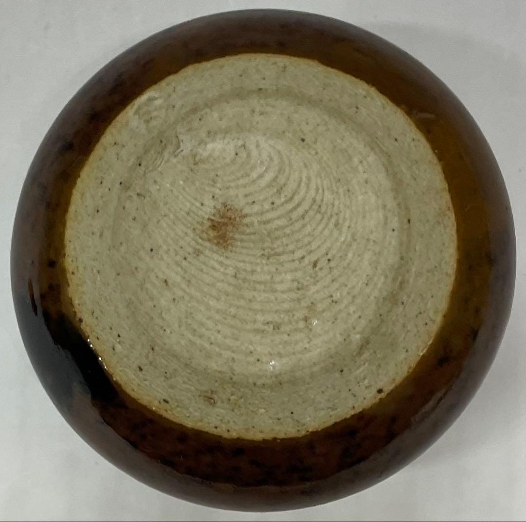 膳所焼　淡海ぜぜ　陽炎園　茄子茶入　仕覆　共箱　共箱(四方桟盛蓋) 　V402