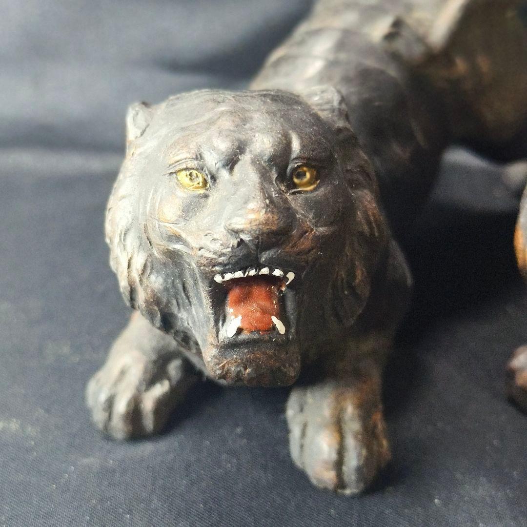 中国骨董 虎2頭 陶芸品 無銘時代物 古美術品 アンティーク コレクター放出美品