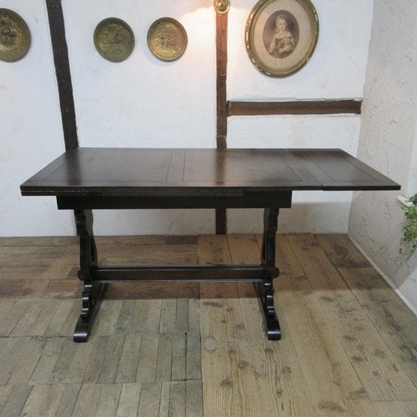 イギリス アンティーク 家具 ダイニングテーブル ドローリーフ 英国 6669d