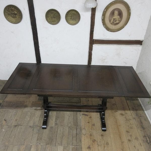 イギリス アンティーク 家具 ダイニングテーブル ドローリーフ 英国 6669d