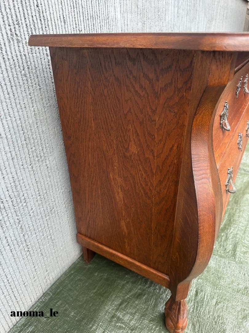 5007【チェスト】コモードチェスト　オーク　ボール＆クロウ　アンティーク