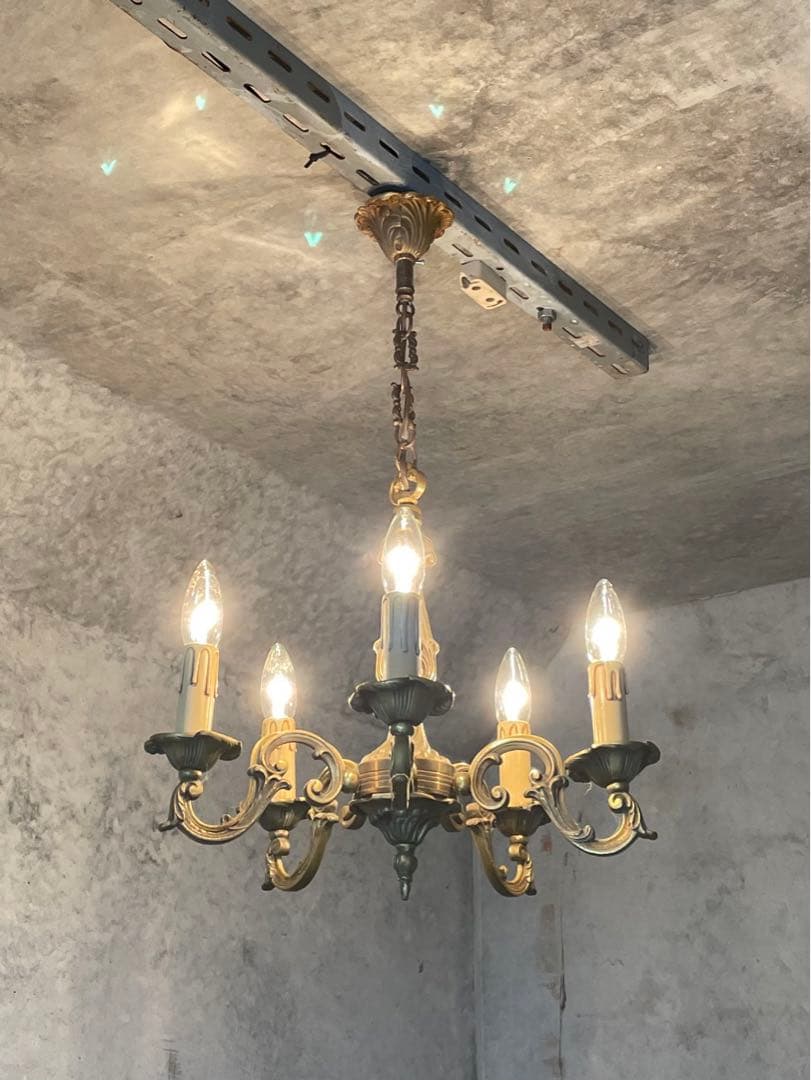 5-9.フランス アンティーク シャンデリア 5灯 キャンドル 吊り下げ