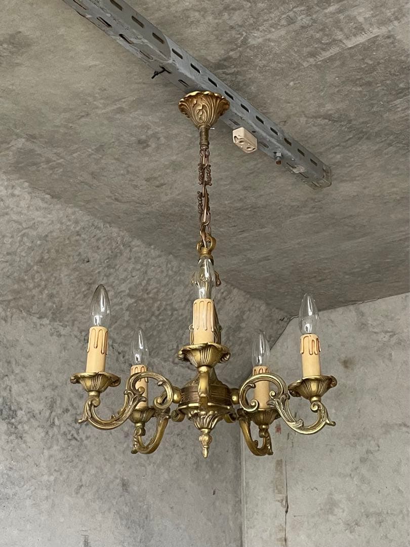 5-9.フランス アンティーク シャンデリア 5灯 キャンドル 吊り下げ
