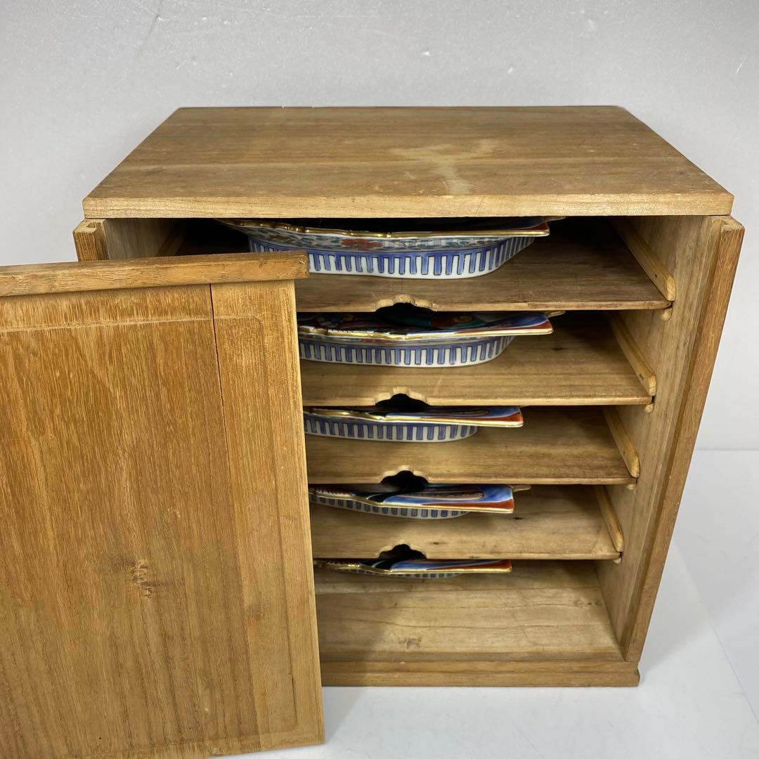 専用古伊万里　上手錦手姫皿五仕立箱付　約23.5㎝　東Y7-0214☆2Fトコカ