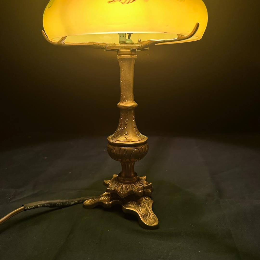 エミールガレ 真鍮台座　ランプ　1灯照明　 カメオ彫り　被せガラス 高さ32cm