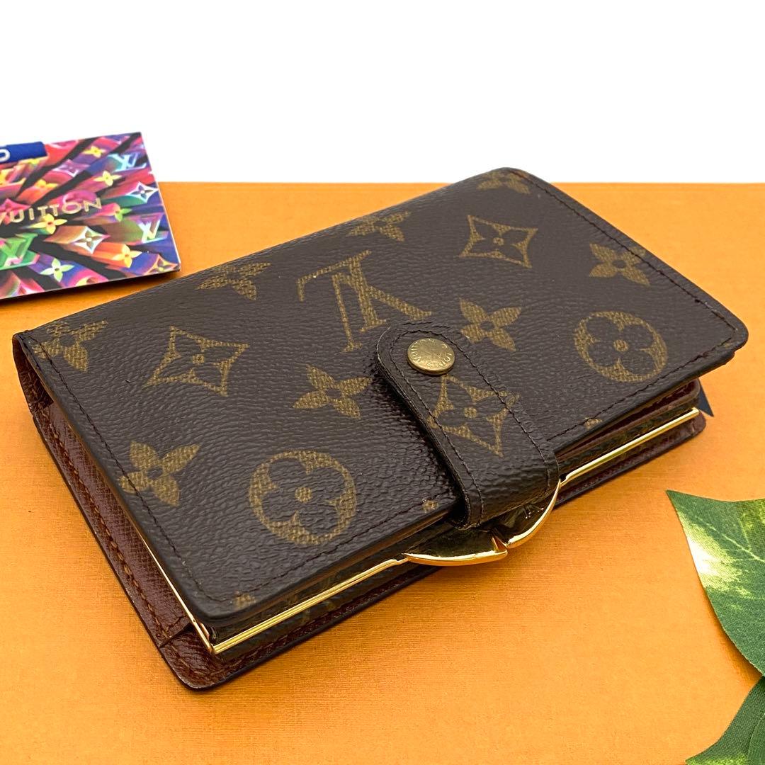 ルイヴィトン モノグラム ヴィエノワ 二つ折り財布 がま口 ブラウン